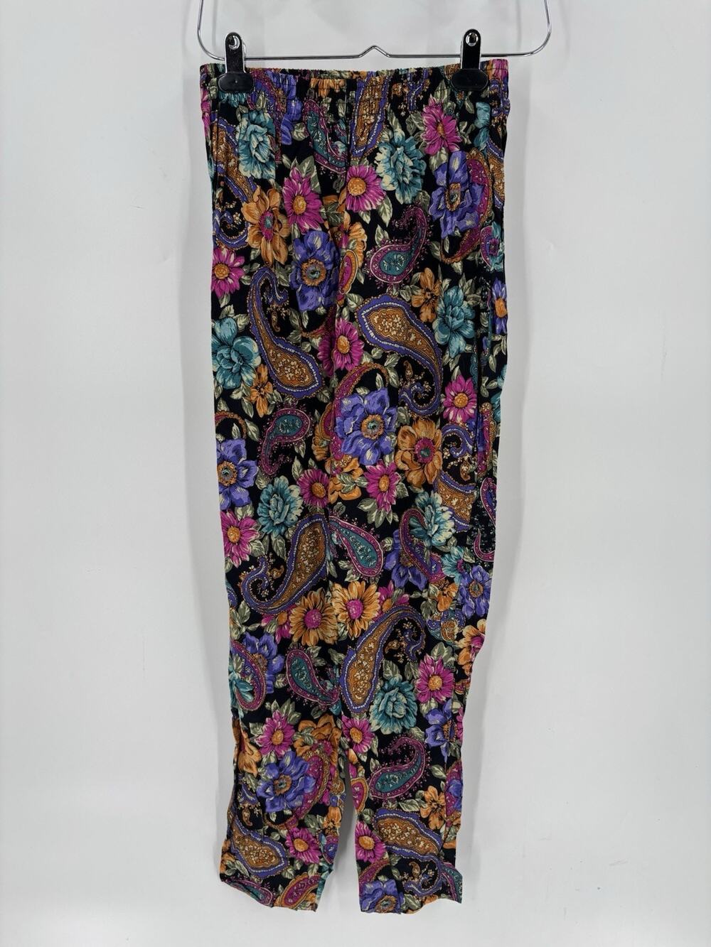 NWT K.W.B.L Vintage Pants Womens Small Floral Paisley Multicolor 80s 90s Stretch